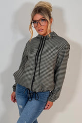 hooded checked jacket stradivarius uk
