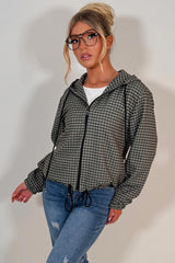 stradivarius checked jacket with hood womens uk