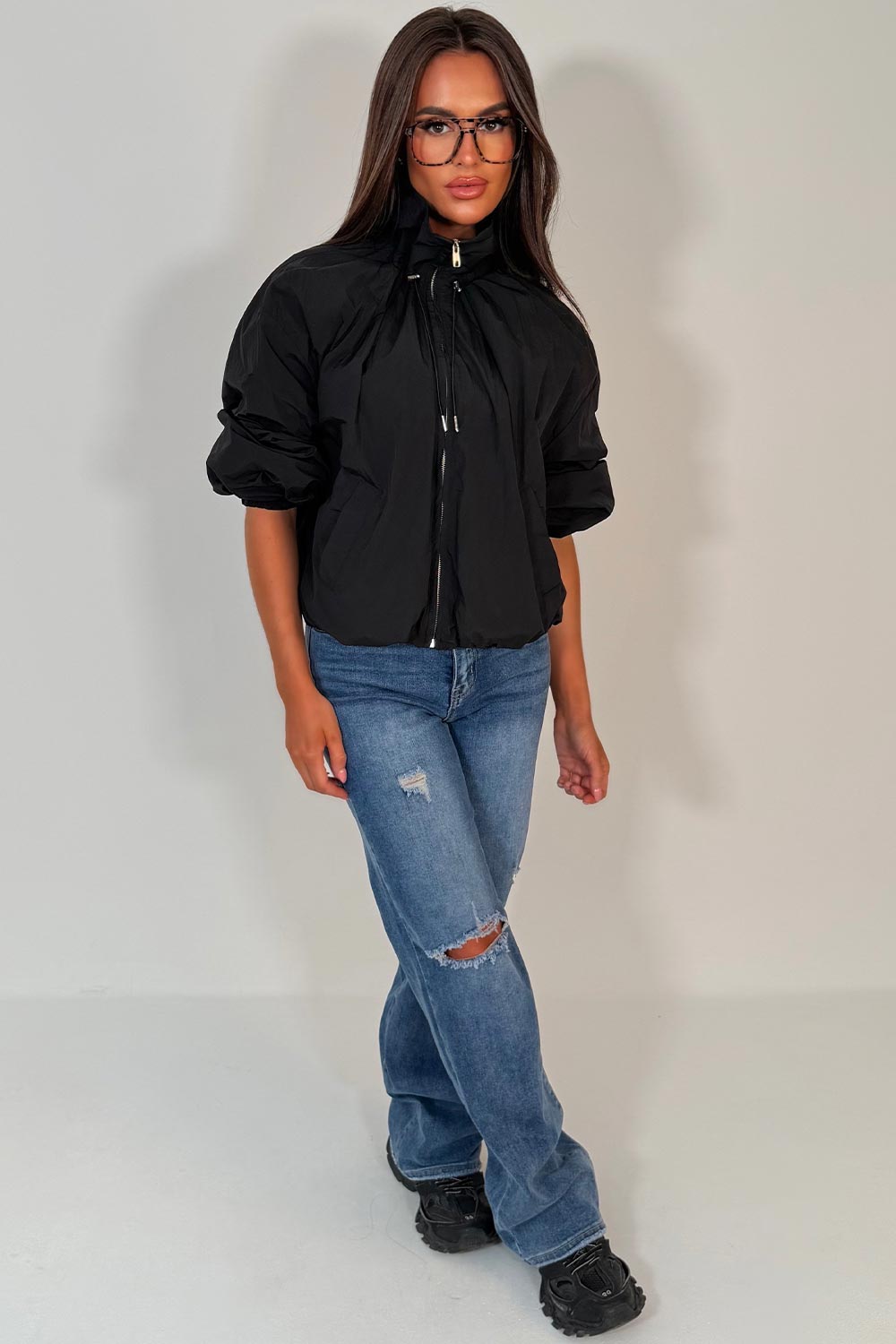 womens cernucci jacket with funnel neck windbreaker styledup uk