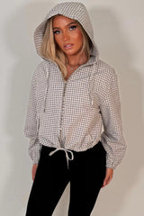check print hooded jacket womens styledup uk