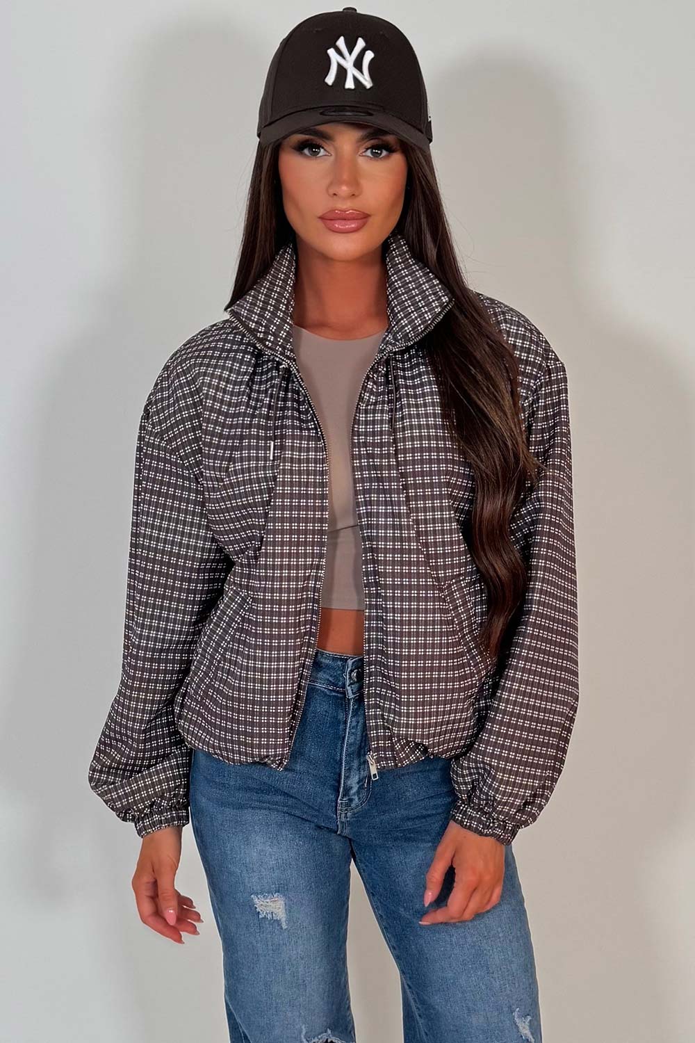 zara womens check jacket long sleeves styledup uk