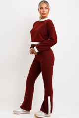 womens rib knit loungewear co ord set