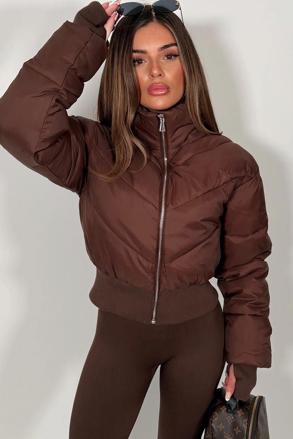 crop puffer jacket for gym alo yoga sale uk