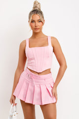 corset crop top pink