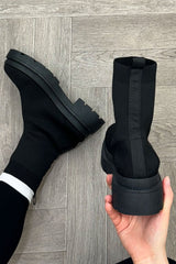 womens ankle length black sock boots sale