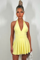 halter mini dress with open back holiday outfit