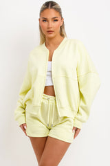 womens short tracksuit zara bomber jacket and shorts set