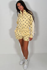 yellow short tracksuit polka dot print styledup uk