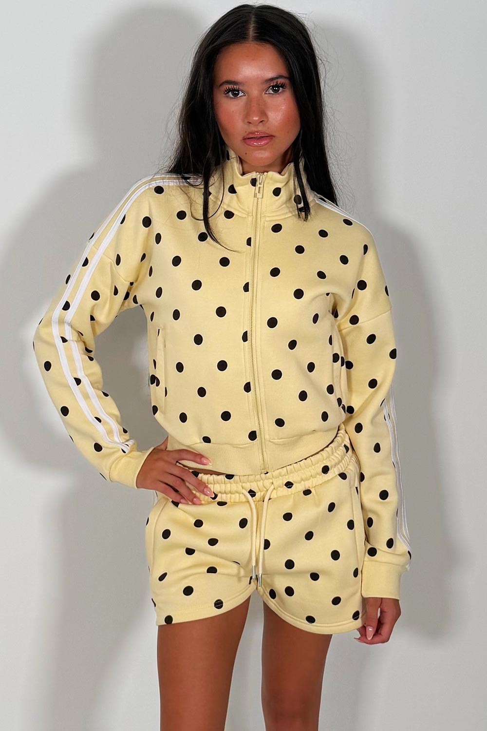 womens polka dot short tracksuit summer holiday outfit styledup uk