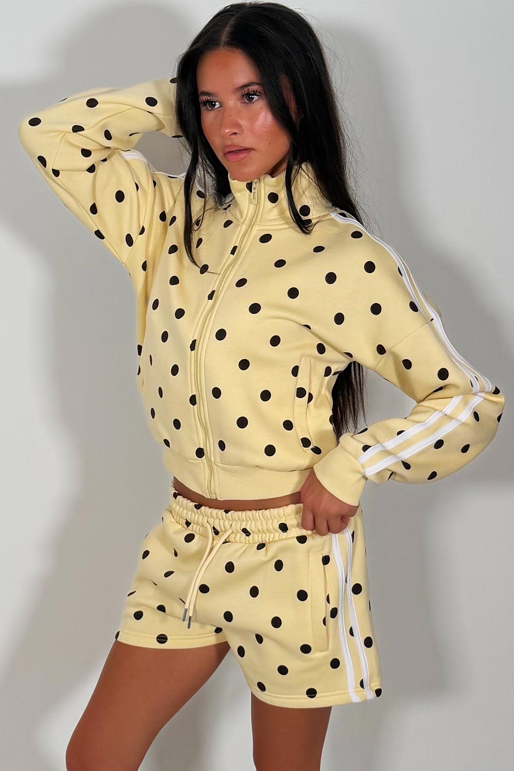 polka dot print short summer tracksuit styledup uk