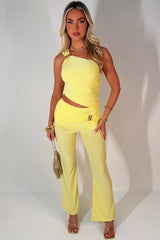 ruched front asymmetric top and trousers co ord set summer holiday occasion outfit styledup uk