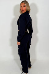 womens cargo joggers and crop zip up sweatshirt loungewear set styledup