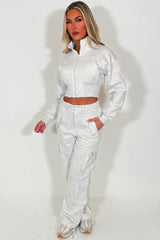 crop sweatshirt and cargo joggers co ord womens loungewear set travelling airport outfit styledup