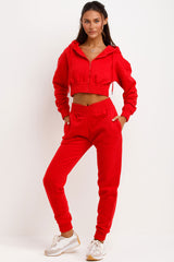 womens crop tracksuit red