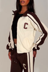 womens zip up sweatshirt and wide leg joggers lounge set styledup