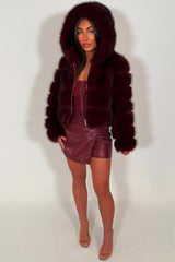 burgundy fur jacket styledup