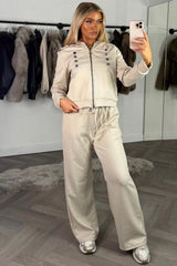 womens beige tracksuit lounge set styledup uk