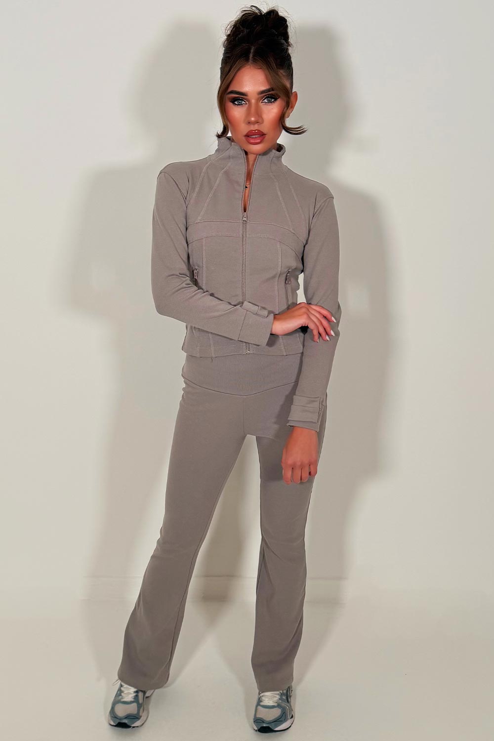 alo flare leggings and sports jacket two piece tracksuit womens uk 