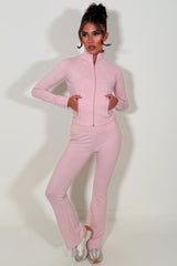 womens sports zip up jacket and flare trousers two piece co ord set alo uk styledup 