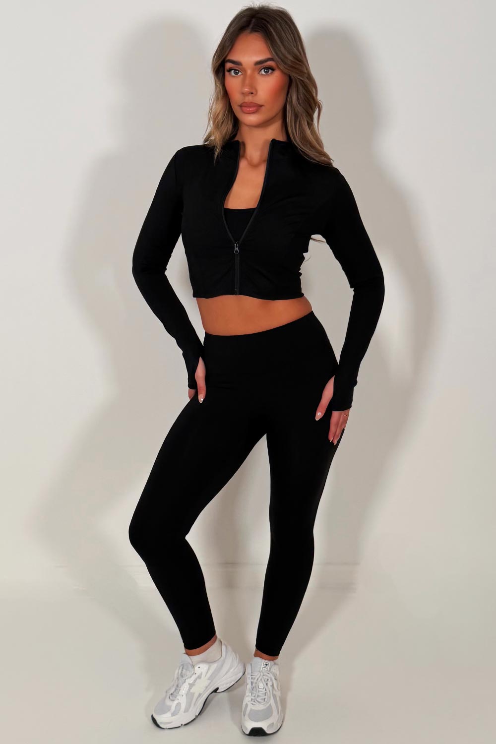 womens sports jacket crop top and seamless leggings 3 piece co ord sculpting set yoga activewear outfit for womens uk lululemon styledup 