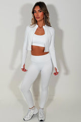 womens sports jacket crop top and seamless leggings 3 piece co ord sculpting set yoga activewear outfit for womens uk lululemon styledup 