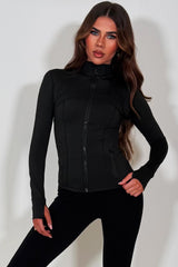 womens lululemon black sports jacket with thumb holes styledup