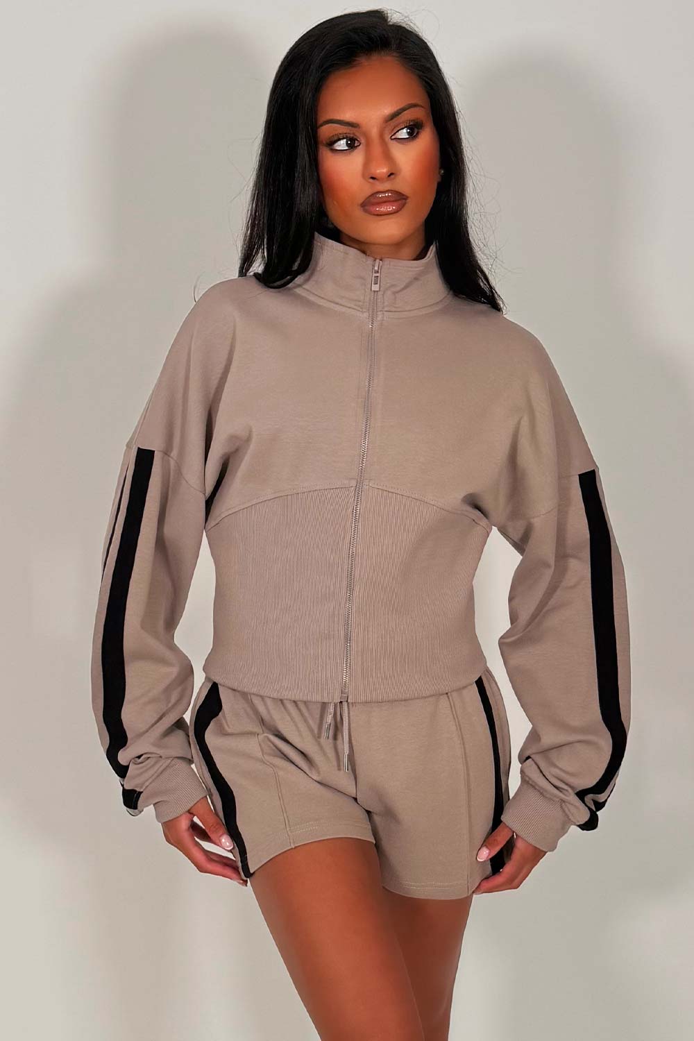 womens shorts and zip up sweatshirt summer loungewear co ord set styledup uk
