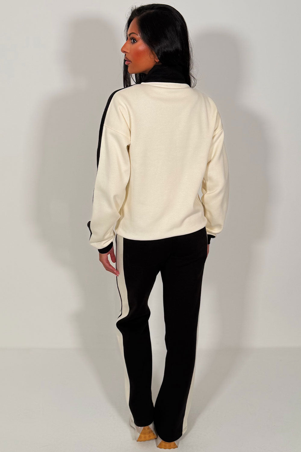 womens zip up sweatshirt and wide leg joggers tracksuit styledup