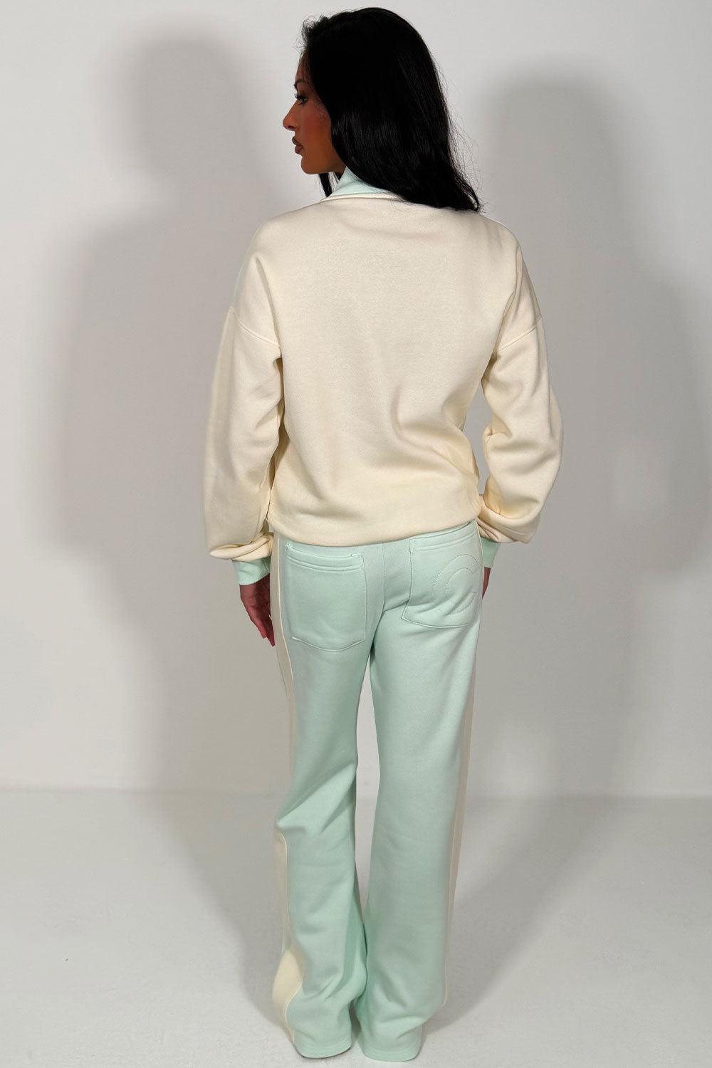 womens zip up sweatshirt and wide leg joggers tracksuit styledup