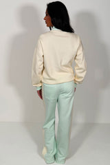 womens zip up sweatshirt and wide leg joggers tracksuit styledup