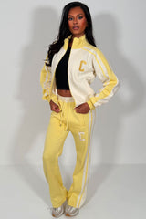 womens zip up sweatshirt and wide leg joggers tracksuit styledup