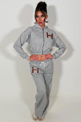 womens tracksuit set with letter H detail casual everyday outfit perfect for airport and travelling 