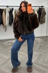 womens fur jacket brown styledup uk