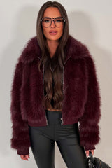 burgundy fur jacket womens zara uk styledup