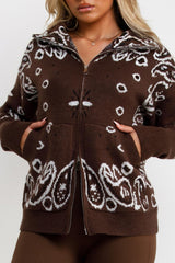 double zip knitted jumper cardigan paisley knitwear for winter uk