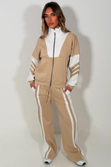 womens tracksuit zip up sweatshirt and wide leg jogger airport outfit really soft cosy premium cotton rich casual outfit from styledup fashion uk