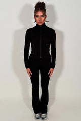 alo sports jacket and flare trousers two piece tracksuit black