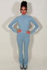 alo sports jacket and flare trousers two piece tracksuit blue
