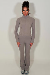womens sports zip up jacket and flare trousers two piece co ord set alo uk styledup 