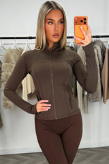 lululemon brown jacket with thumb holes styledup