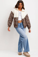 leopard print teddybear quilted jacket