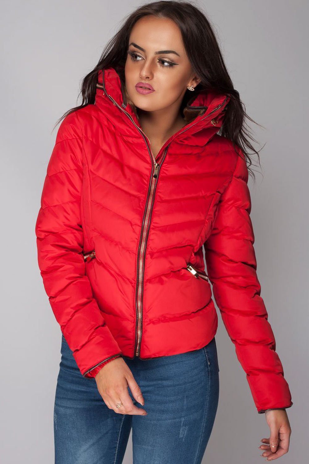 red zara quilted padded puffer coat ladies plus size