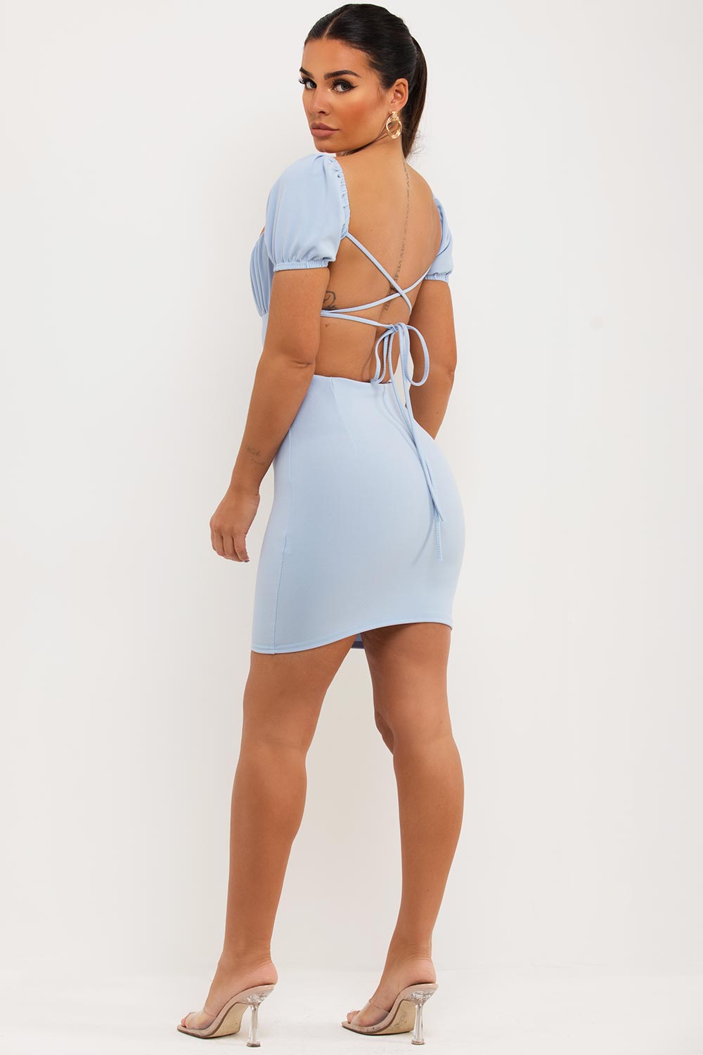 Sculpting Bodysuit With Thin Straps Sky Blue