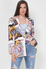 baroque scarf print multicolour blazer jacket womens