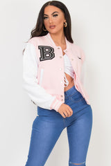 pink baseball varsity bomber jacket