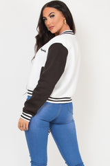 womens bomber baseball varsity jacket with b letter