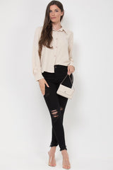stone long sleeve blouse with matching bag