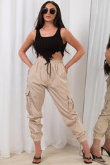 cargo pants with pocket detail beige