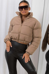 beige crop puffer padded jacket back to school