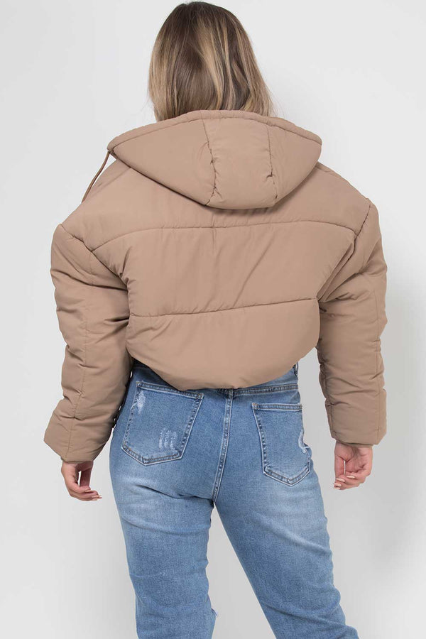 Georgia Cropped Puffer Jacket Beige